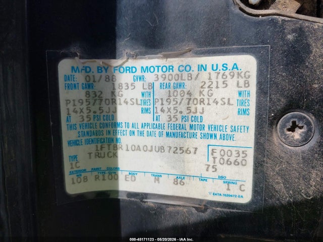 Продажа на аукционе авто 1988 Ford Ranger, vin: 1FTBR10A0JUB72567, номер лота: 45171123