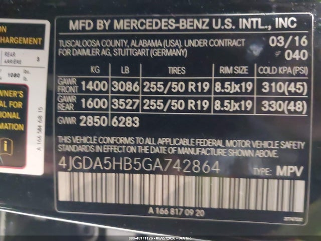 Продажа на аукционе авто 2016 Mercedes-benz Gle 350 4matic, vin: 4JGDA5HB5GA742864, номер лота: 45171126