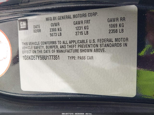Aukcja sprzedaży 2008 Cadillac Dts 1sd, vin: 1G6KD57Y58U177351, numer aukcji: 45171215