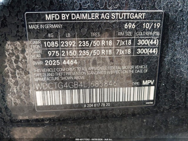 WDCTG4GB4LJ685846 Mercedes-Benz Gla 250 4matic