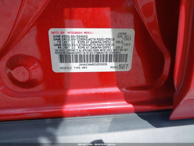 Продаж на аукціоні авто 2012 Mitsubishi Outlander Se, vin: JA4AS3AW0CU003006, номер лоту: 45171265