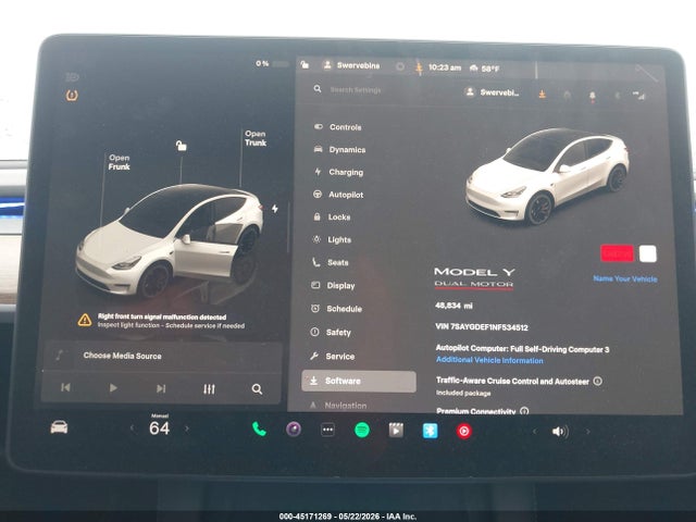 Продаж на аукціоні авто 2022 Tesla Model Y Performance Dual Motor All-wheel Drive, vin: 7SAYGDEF1NF534512, номер лоту: 45171269