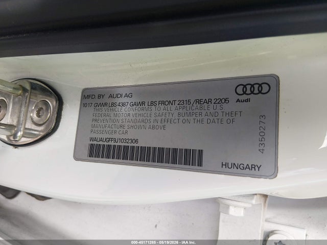 Продажа на аукционе авто 2018 Audi A3 2.0t Premium/2.0t Tech Premium, vin: WAUAUGFF9J1032306, номер лота: 45171285