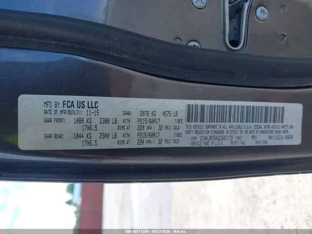 2016 Jeep Patriot Latitude მანქანა იყიდება აუქციონზე, vin: 1C4NJRFB4GD597172, აუქციონის ნომერი: 45171299