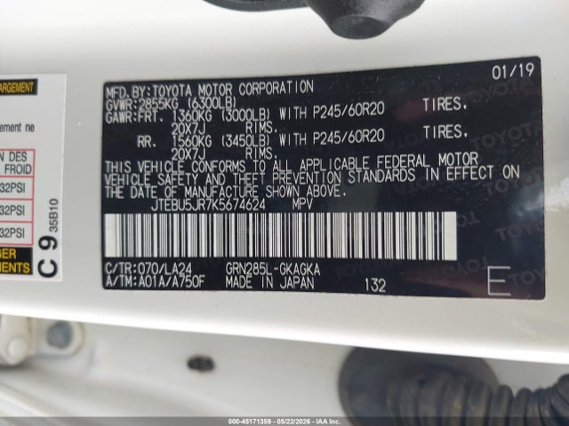 Toyota 4runner Limited 2019 JTEBU5JR7K5674624 Image 9
