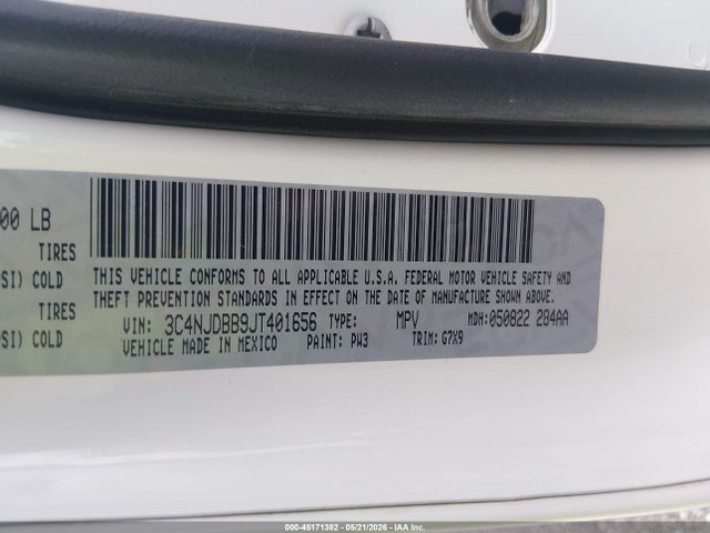 Продажа на аукционе авто 2018 Jeep Compass Latitude 4x4, vin: 3C4NJDBB9JT401656, номер лота: 45171382