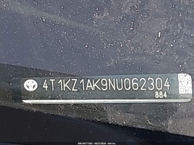 4T1KZ1AK9NU062304 Toyota Camry Xse V6