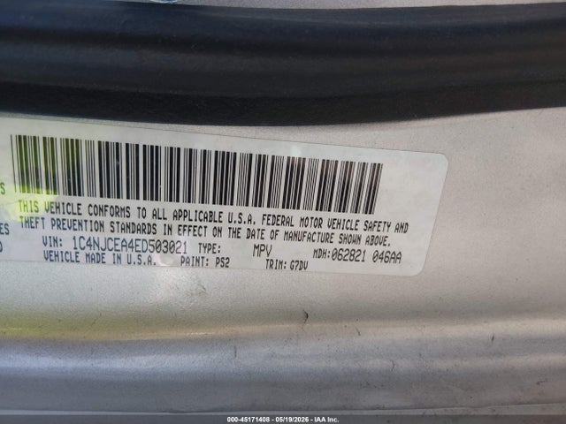 Продаж на аукціоні авто 2014 Jeep Compass Latitude, vin: 1C4NJCEA4ED503021, номер лоту: 45171408