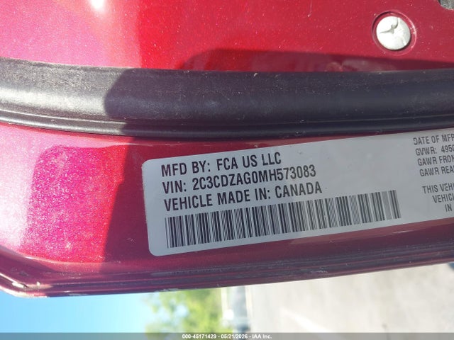 Продаж на аукціоні авто 2021 Dodge Challenger Sxt, vin: 2C3CDZAG0MH573083, номер лоту: 45171429