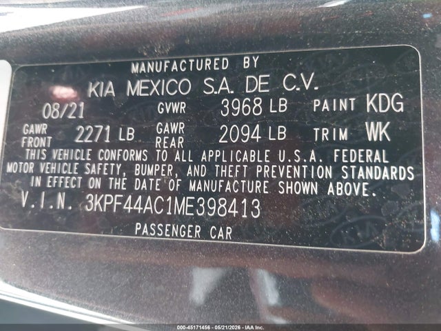 KIA FORTE GT 2021 3KPF44AC1ME398413 Image 9