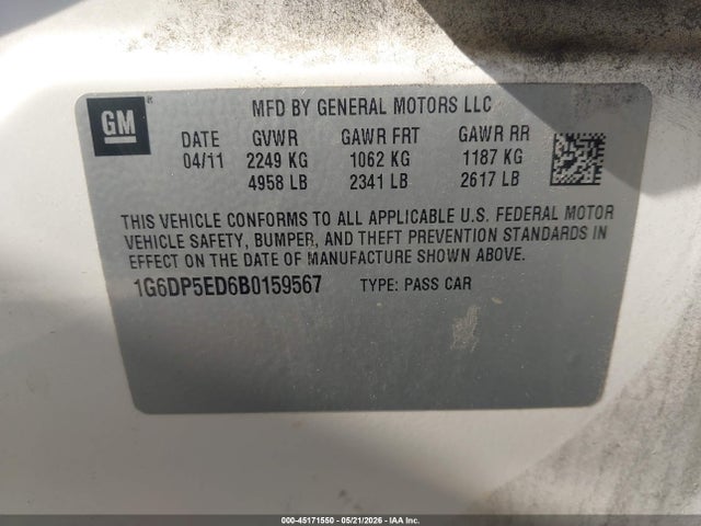 Aukcja sprzedaży 2011 Cadillac Cts Premium, vin: 1G6DP5ED6B0159567, numer aukcji: 45171550