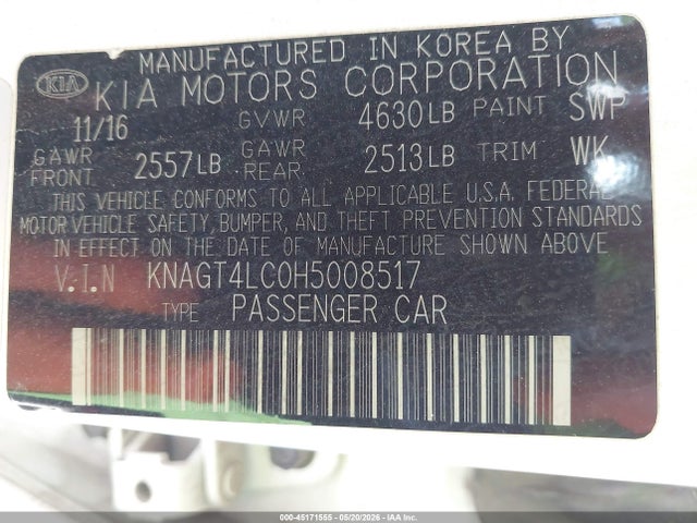 KIA OPTIMA HYBRID 2017 KNAGT4LC0H5008517 Image 9