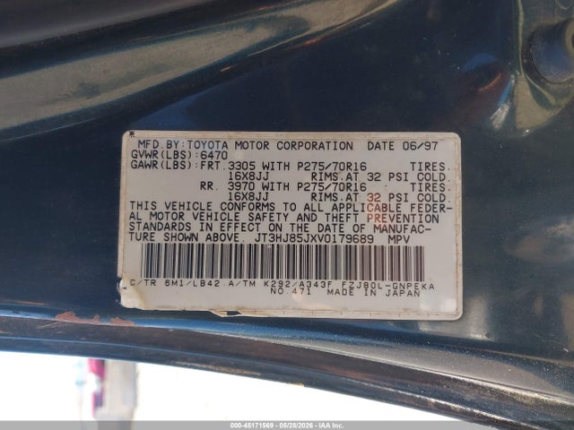 Продажа на аукционе авто 1997 Toyota Land Cruiser, vin: JT3HJ85JXV0179689, номер лота: 45171569