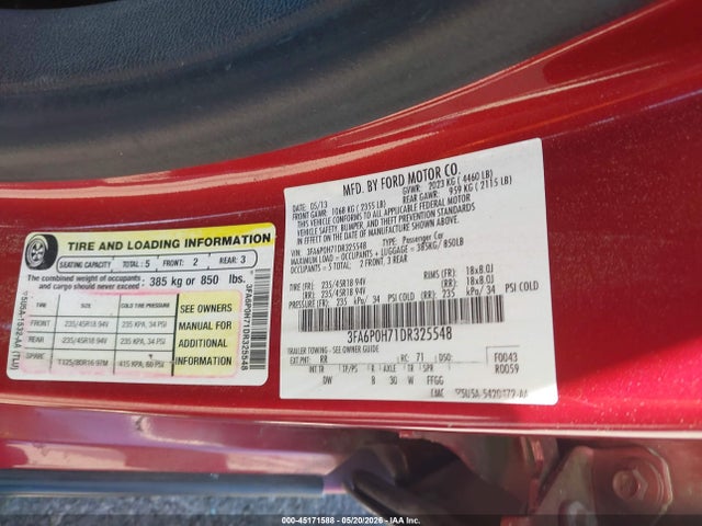 Продажа на аукционе авто 2013 Ford Fusion Se, vin: 3FA6P0H71DR325548, номер лота: 45171588