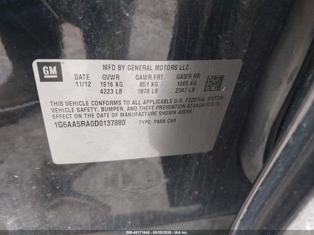 Aukcja sprzedaży 2013 Cadillac Ats Standard, vin: 1G6AA5RA0D0137880, numer aukcji: 45171648