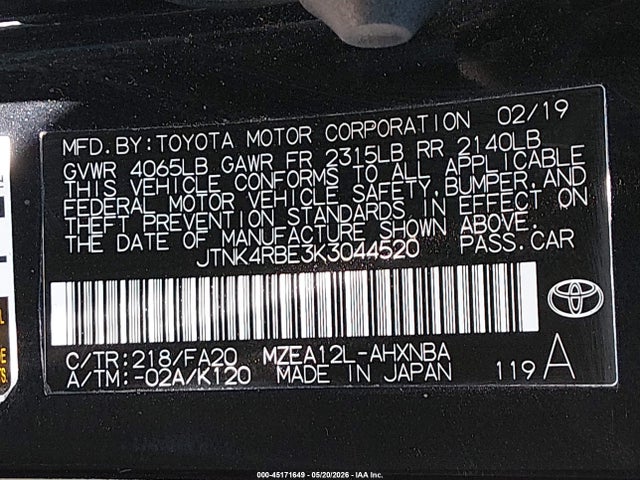 Toyota COROLLA SE 2019 JTNK4RBE3K3044520 Image 9