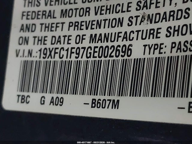 Honda Civic Touring 2016 19XFC1F97GE002696 Image 9