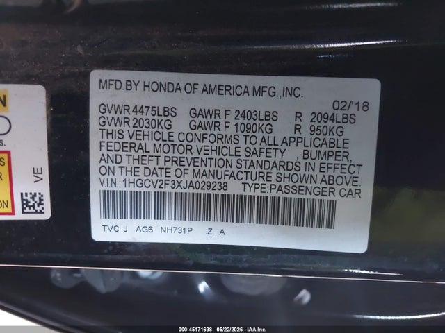 1HGCV2F3XJA029238 Honda Accord Sport 2.0t