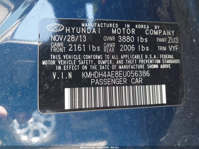 Hyundai ELANTRA SE 2014 KMHDH4AE8EU056386 Image 9
