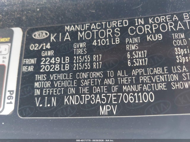 Продажа на аукционе авто 2014 Kia Soul +, vin: KNDJP3A57E7061100, номер лота: 45171770