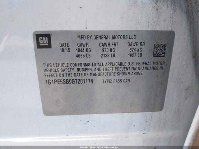 1G1PE5SB9G7201174 Chevrolet Cruze Limited 1lt Auto