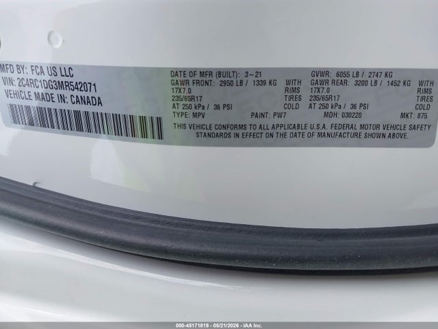 Chrysler Voyager Lxi 2021 2C4RC1DG3MR542071 Image 9