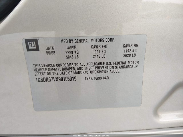 Продаж на аукціоні авто 2009 Cadillac Sts V6, vin: 1G6DK67VX90105919, номер лоту: 45171827