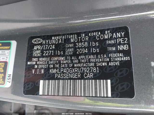 KMHLP4DGXRU792781 Hyundai Elantra Limited