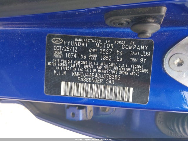 Aukcja sprzedaży 2013 Hyundai Accent Gls, vin: KMHCU4AE4DU378383, numer aukcji: 45171890