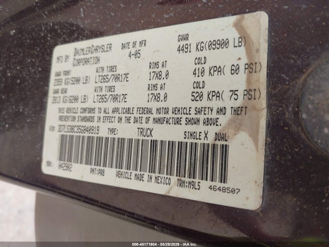 Продажа на аукционе авто 2005 Dodge Ram 3500 Slt/laramie, vin: 3D7LS38C35G840919, номер лота: 45171904