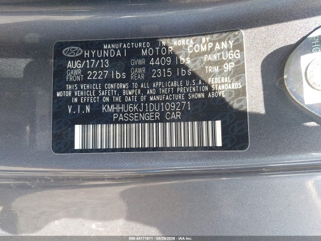 Продаж на аукціоні авто 2013 Hyundai Genesis 3.8 Grand Touring, vin: KMHHU6KJ1DU109271, номер лоту: 45171911