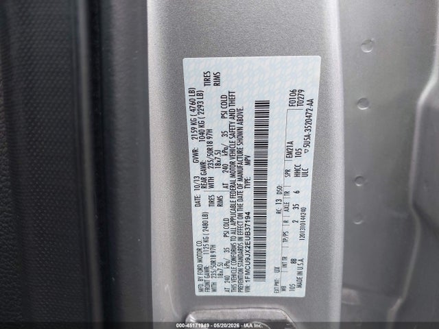 45171949 :رقم المزاد ، 1FMCU9JX2EUB37194 vin ، 2014 Ford Escape Titanium مزاد بيع