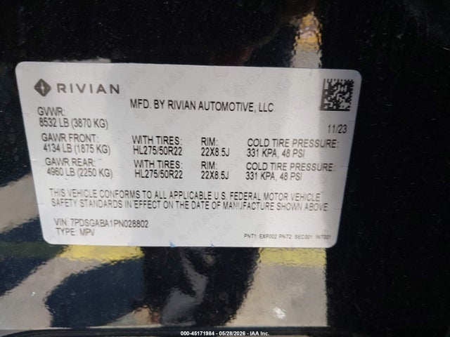 Rivian R1s Adventure 2023 7PDSGABA1PN028802 Image 9