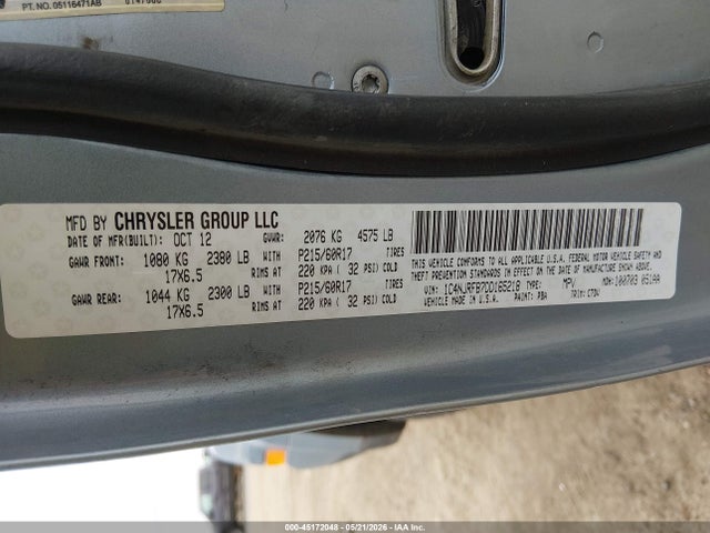 45172048 :رقم المزاد ، 1C4NJRFB7DD165218 vin ، 2013 Jeep Patriot Latitude مزاد بيع