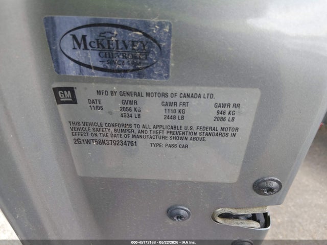 Продаж на аукціоні авто 2007 Chevrolet Impala Lt, vin: 2G1WT58K379234761, номер лоту: 45172168