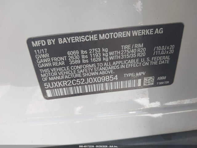 BMW X5 Sdrive35i 2018 5UXKR2C52J0X09854 Image 9
