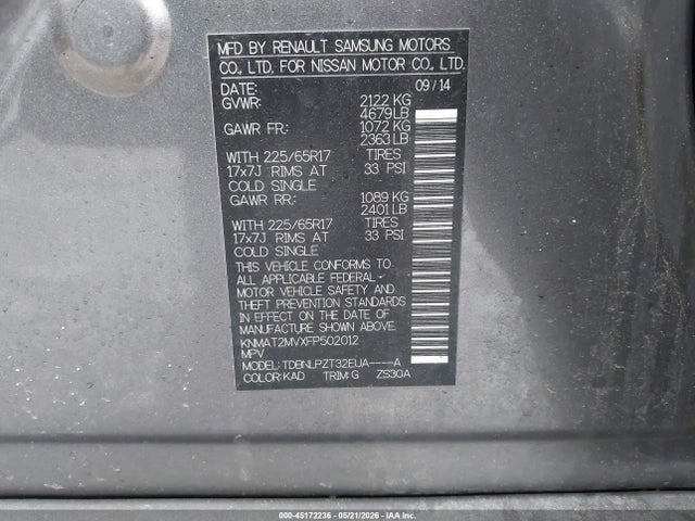 Продажа на аукционе авто 2015 Nissan Rogue S, vin: KNMAT2MVXFP502012, номер лота: 45172236