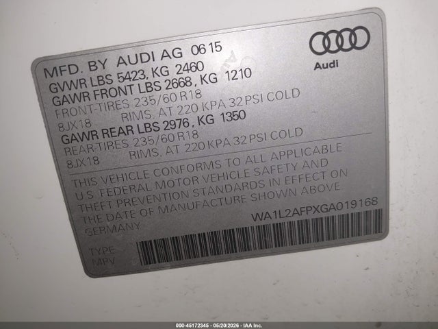 WA1L2AFPXGA019168 Audi Q5 2.0t Premium