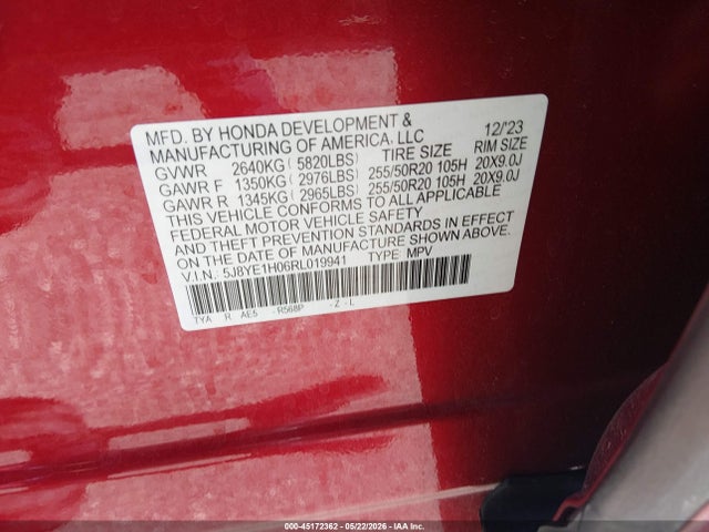 2024 Acura Mdx A-spec მანქანა იყიდება აუქციონზე, vin: 5J8YE1H06RL019941, აუქციონის ნომერი: 45172362