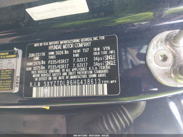 5XYZTDLB6HG438613 Hyundai Santa Fe Sport 2.4l