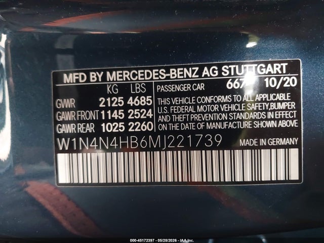 W1N4N4HB6MJ221739 Mercedes-Benz Gla 250 4matic