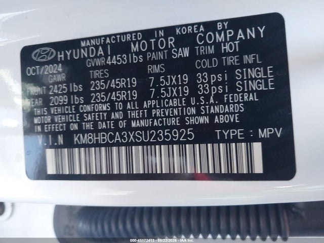 2025 Hyundai Kona N Line S მანქანა იყიდება აუქციონზე, vin: KM8HBCA3XSU235925, აუქციონის ნომერი: 45172413