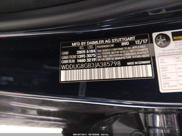 Продажа на аукционе авто 2018 Mercedes-benz S 560 4matic, vin: WDDUG8GB3JA385798, номер лота: 45172417