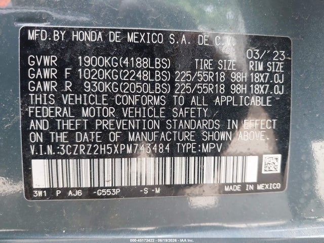 Продаж на аукціоні авто 2023 Honda Hr-v Awd Sport, vin: 3CZRZ2H5XPM743484, номер лоту: 45172422