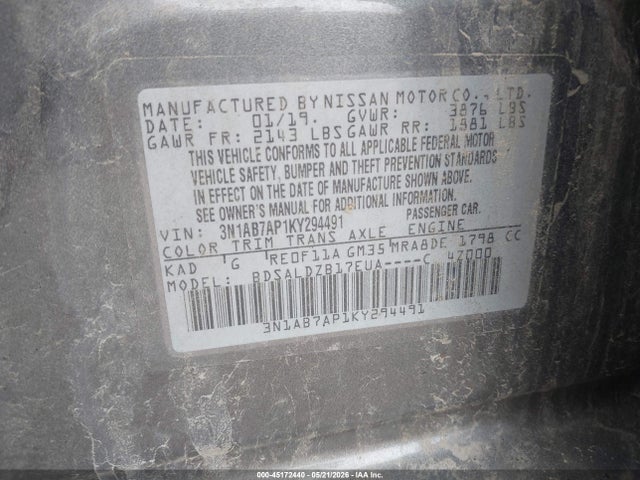 3N1AB7AP1KY294491 Nissan SENTRA SV