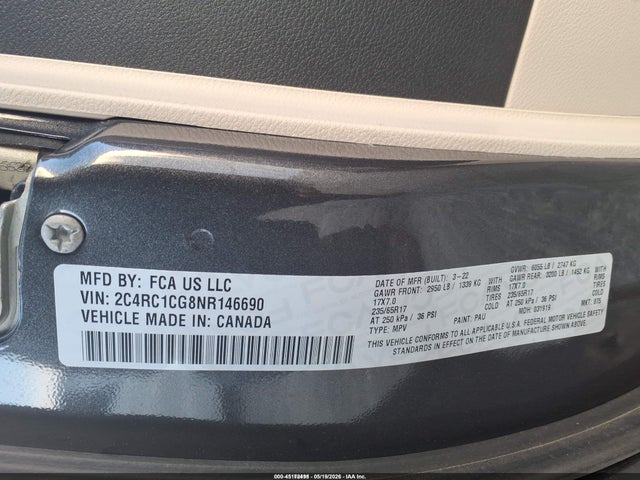 Продажа на аукционе авто 2022 Chrysler Voyager Lx, vin: 2C4RC1CG8NR146690, номер лота: 45172495