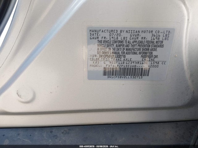 3N1CP5BV2LL532715 Nissan Kicks S Xtronic Cvt