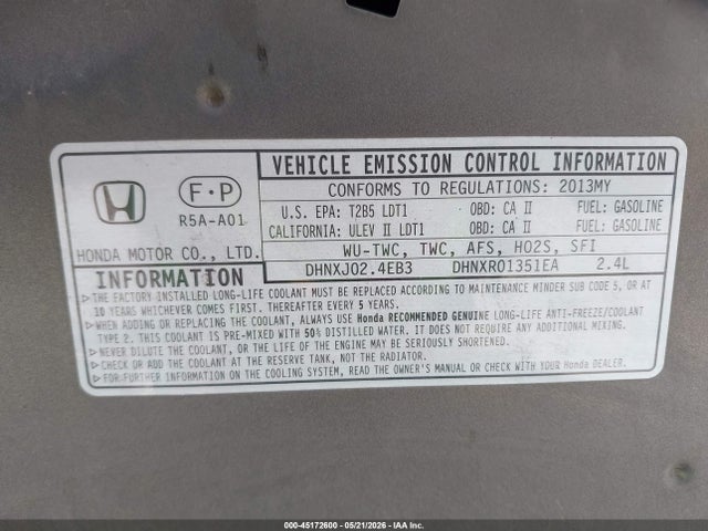 Продаж на аукціоні авто 2013 Honda Cr-v Ex-l, vin: 5J6RM3H74DL022063, номер лоту: 45172600