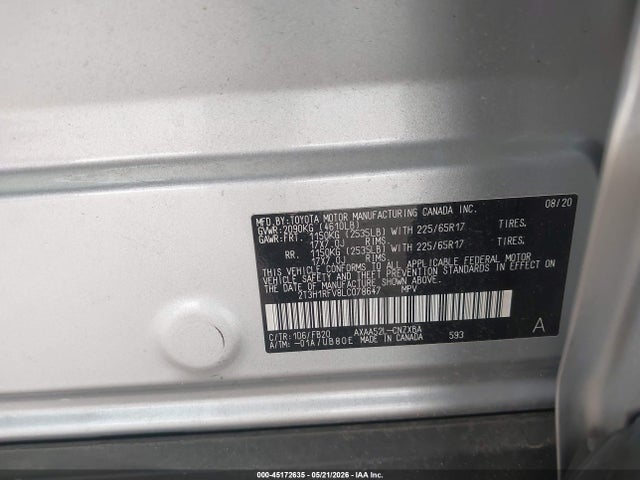 Продаж на аукціоні авто 2020 Toyota Rav4 Le, vin: 2T3H1RFV8LC078647, номер лоту: 45172635