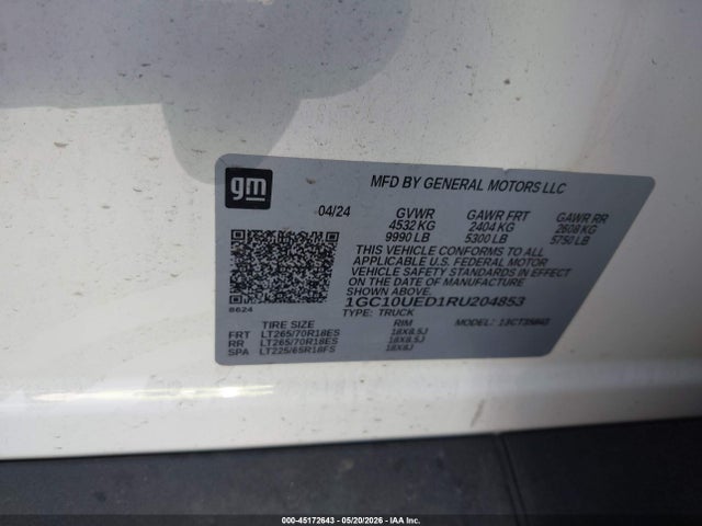 Chevrolet Silverado Ev Work Truck 2024 1GC10UED1RU204853 Image 9